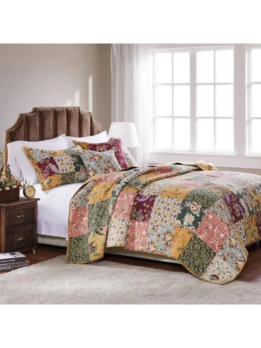 Antique Chic Patchwork Cotton Quilt Set - 3-Piece Multicolor King/Cal King